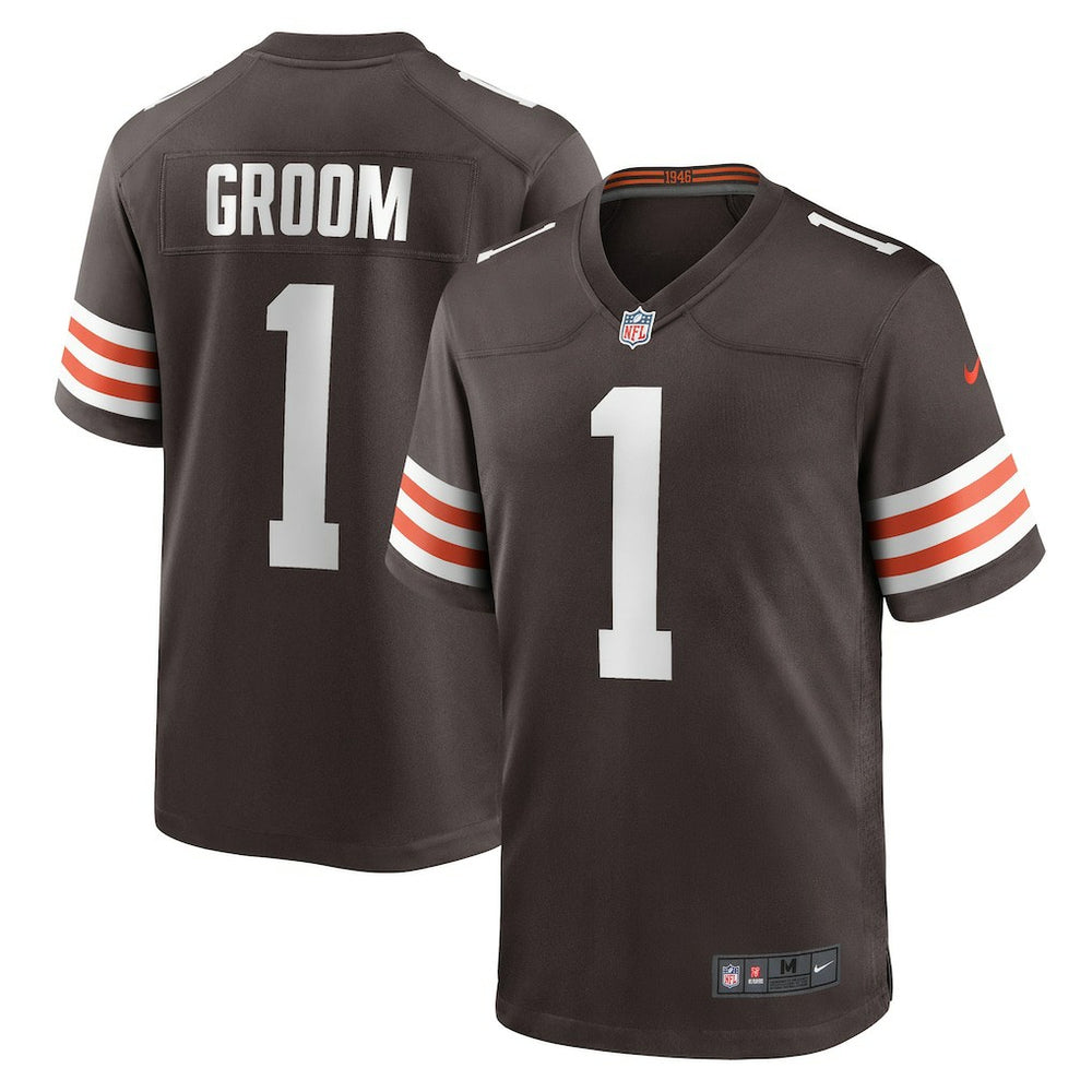 Number 1 Groom Cleveland Browns Game Jersey - Brown Jerseys
