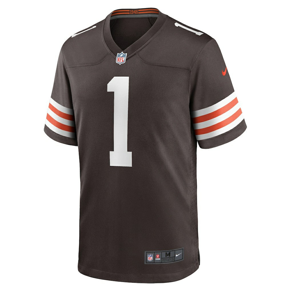 Number 1 Groom Cleveland Browns Game Jersey - Brown Jerseys