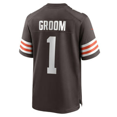 Number 1 Groom Cleveland Browns Game Jersey - Brown Jerseys