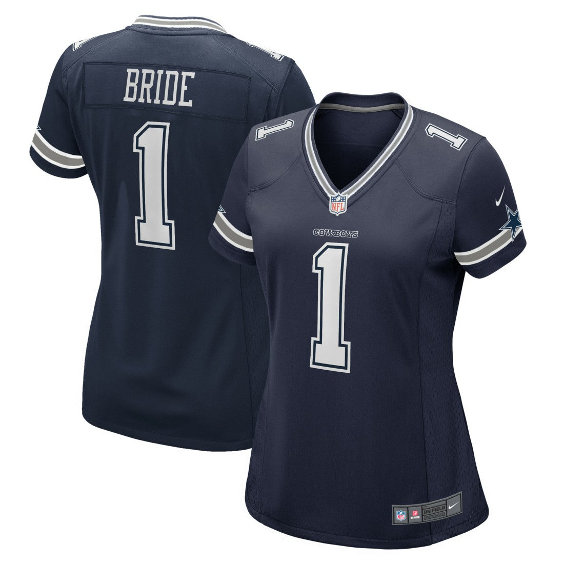 Number 1 Bride Dallas Cowboys Women's Game Jersey - Navy Jerseys