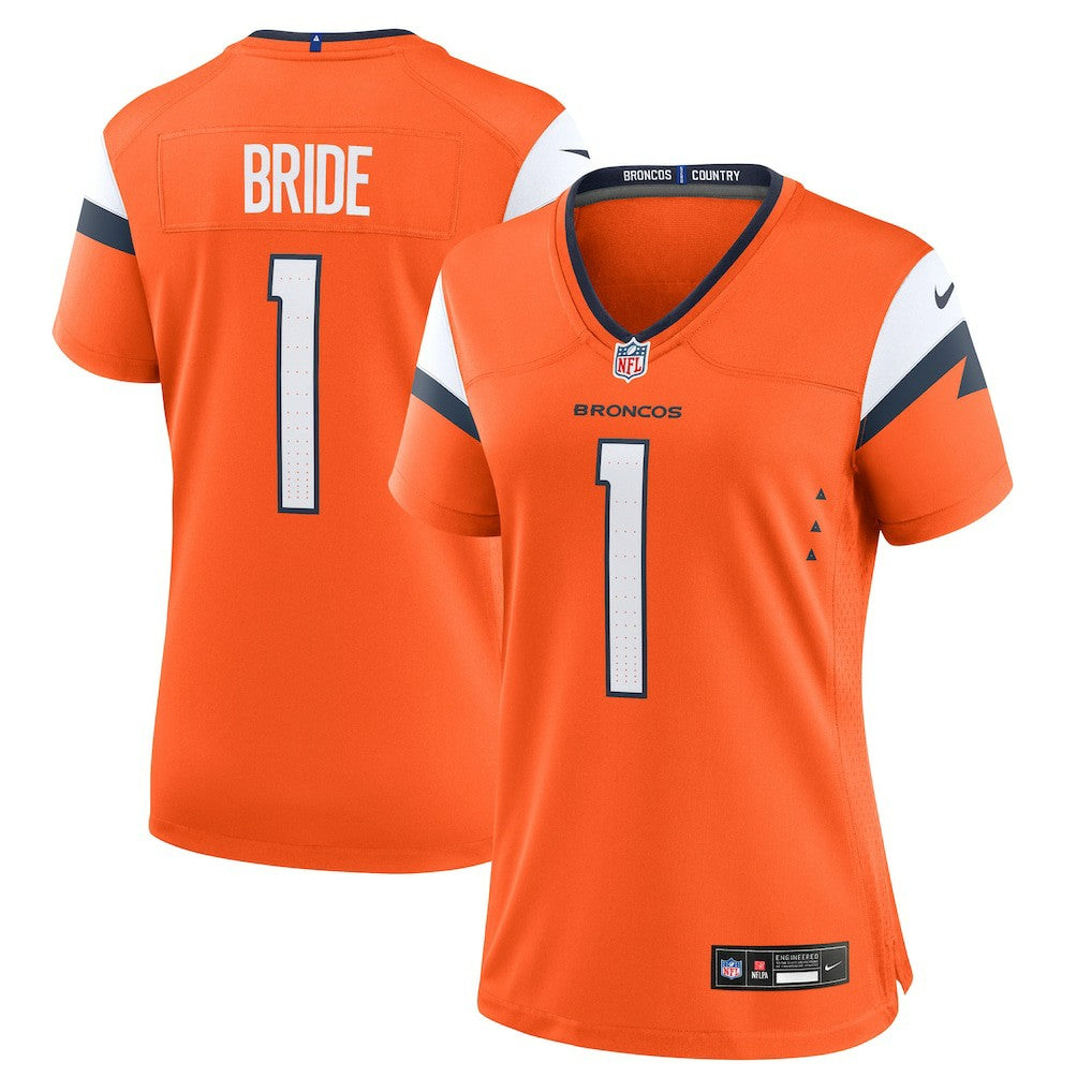 Number 1 Bride Denver Broncos Women's Game Jersey - Orange Jerseys