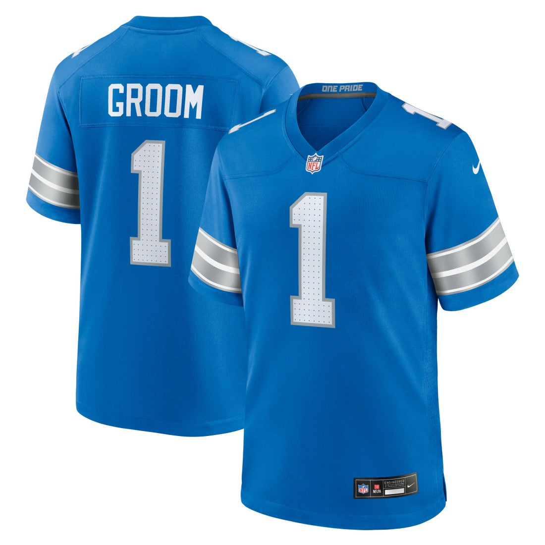 Number 1 Groom Detroit Lions Game Jersey - Blue Jerseys