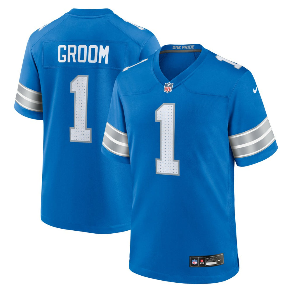 Number 1 Groom Detroit Lions Game Jersey - Blue Jerseys