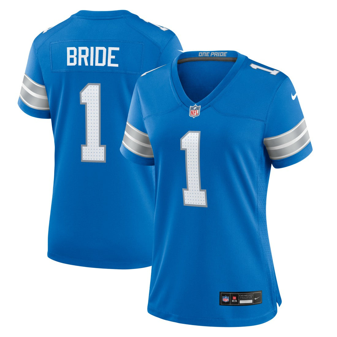 Number 1 Bride Detroit Lions Women's Game Jersey - Blue Jerseys