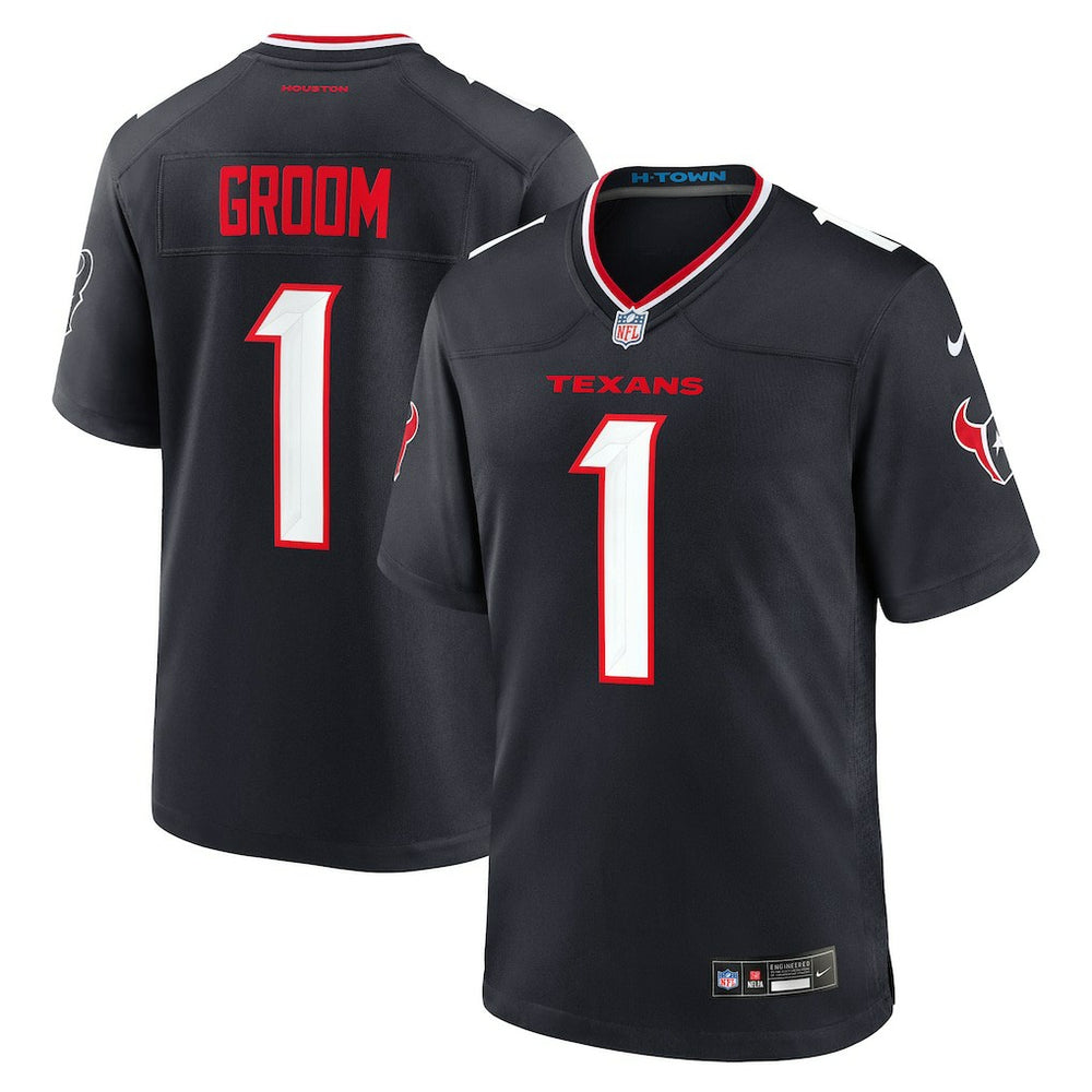 Number 1 Groom Houston Texans Game Jersey - Navy Jerseys