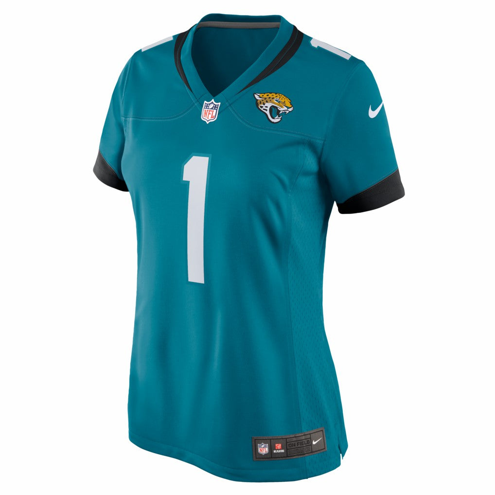 Number 1 Bride Jacksonville Jaguars Women's Game Jersey - Teal Jerseys