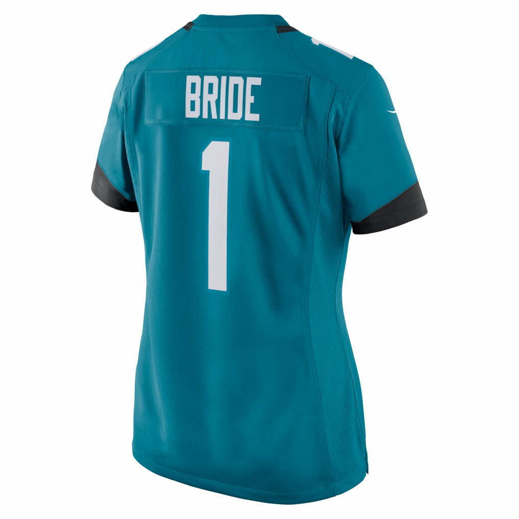 Number 1 Bride Jacksonville Jaguars Women's Game Jersey - Teal Jerseys