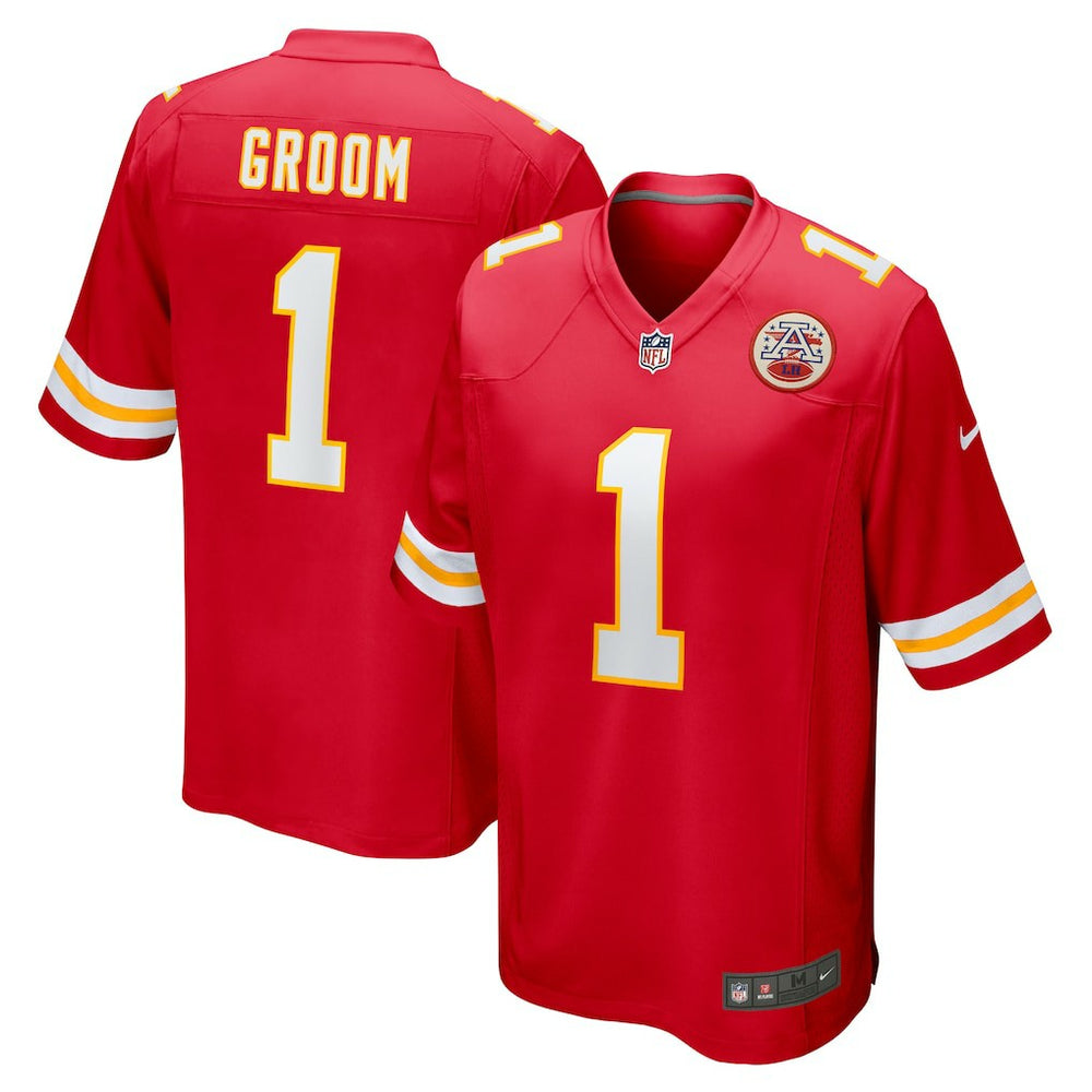 Number 1 Groom Kansas City Chiefs Game Jersey - Red Jerseys