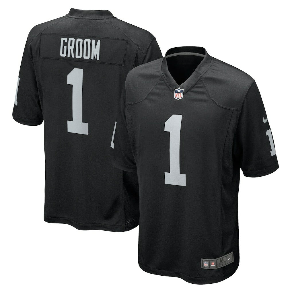 Number 1 Groom Las Vegas Raiders Game Jersey - Black Jerseys