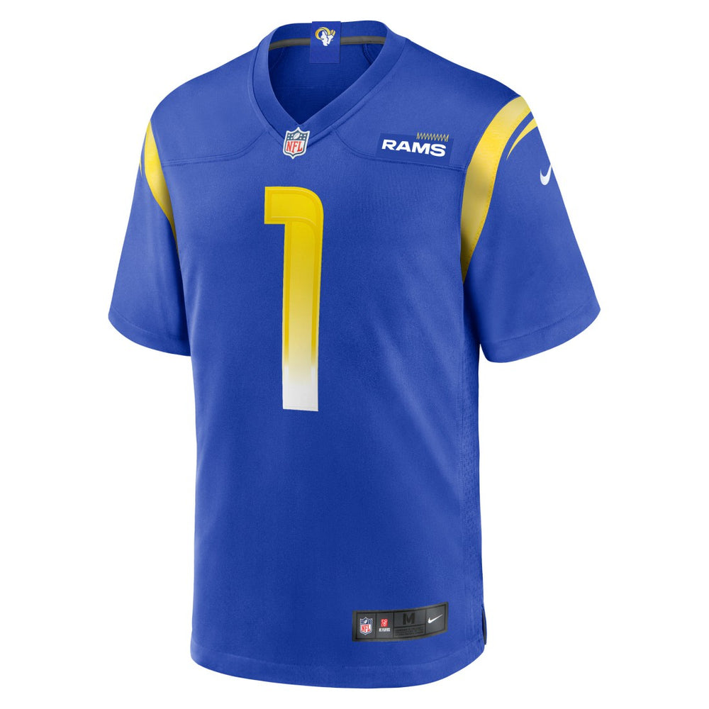 Number 1 Groom Los Angeles Rams Game Jersey - Royal Jerseys