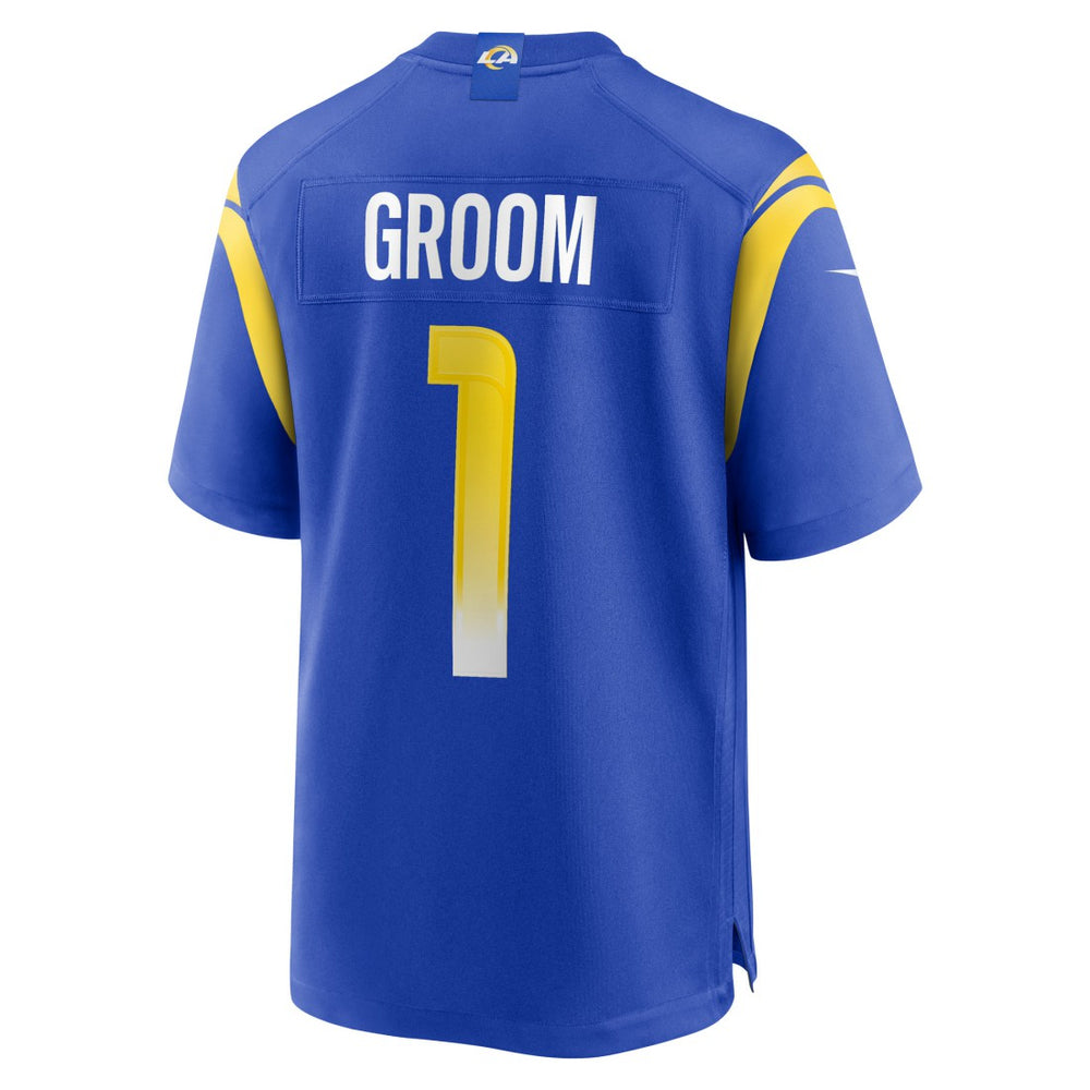 Number 1 Groom Los Angeles Rams Game Jersey - Royal Jerseys