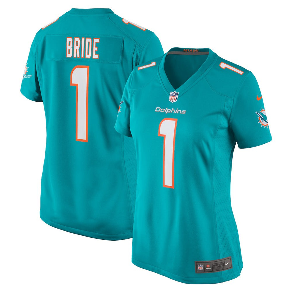 Number 1 Bride Miami Dolphins Women's Game Jersey - Aqua Jerseys