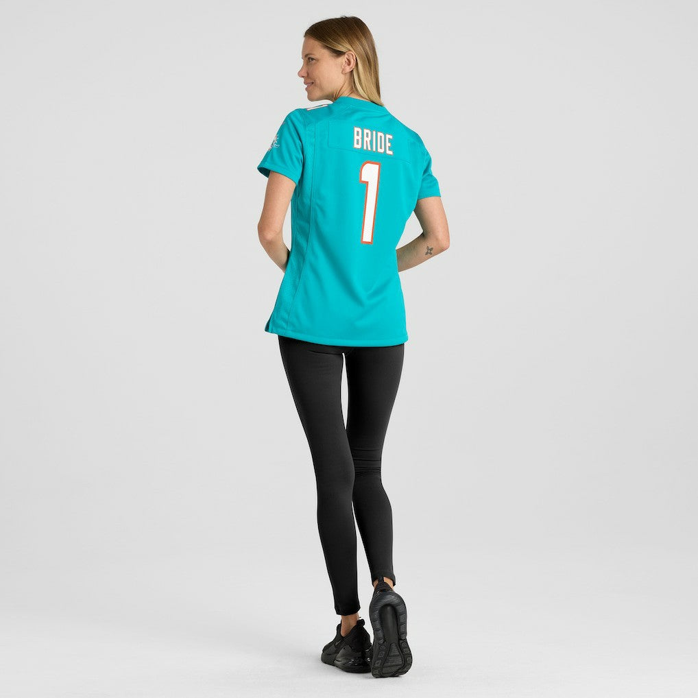 Number 1 Bride Miami Dolphins Women's Game Jersey - Aqua Jerseys
