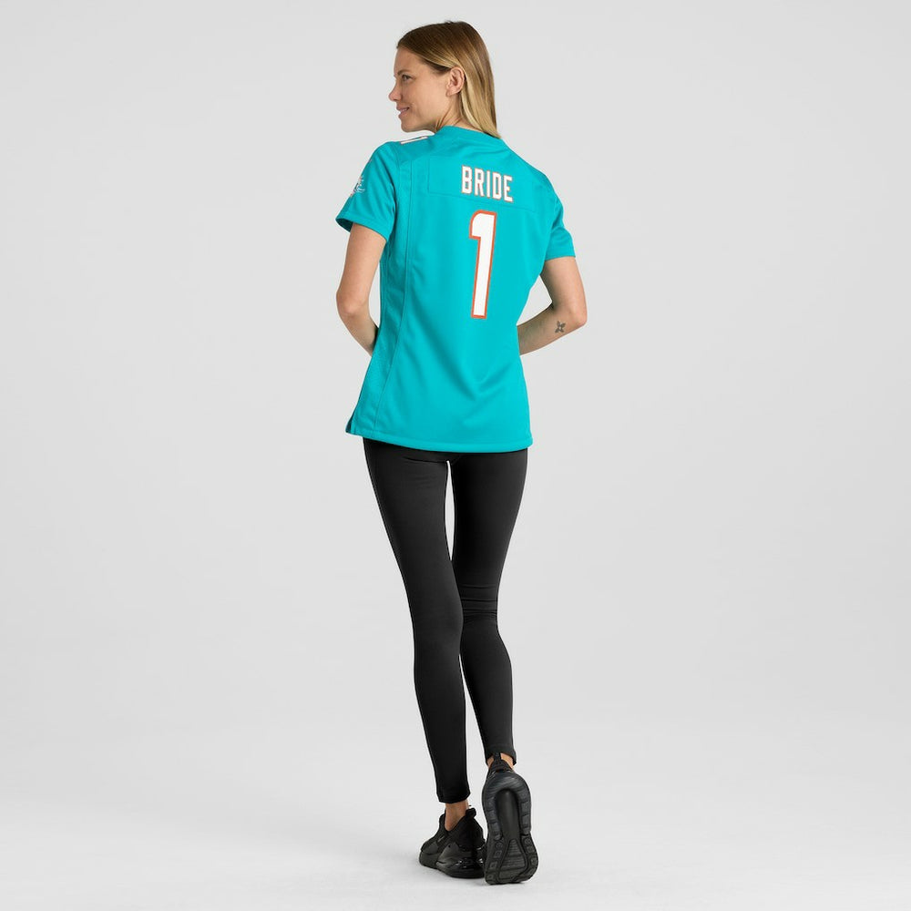 Number 1 Bride Miami Dolphins Women's Game Jersey - Aqua Jerseys