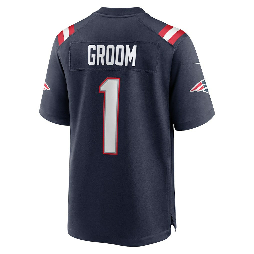 Number 1 Groom New England Patriots Game Jersey - Navy Jerseys