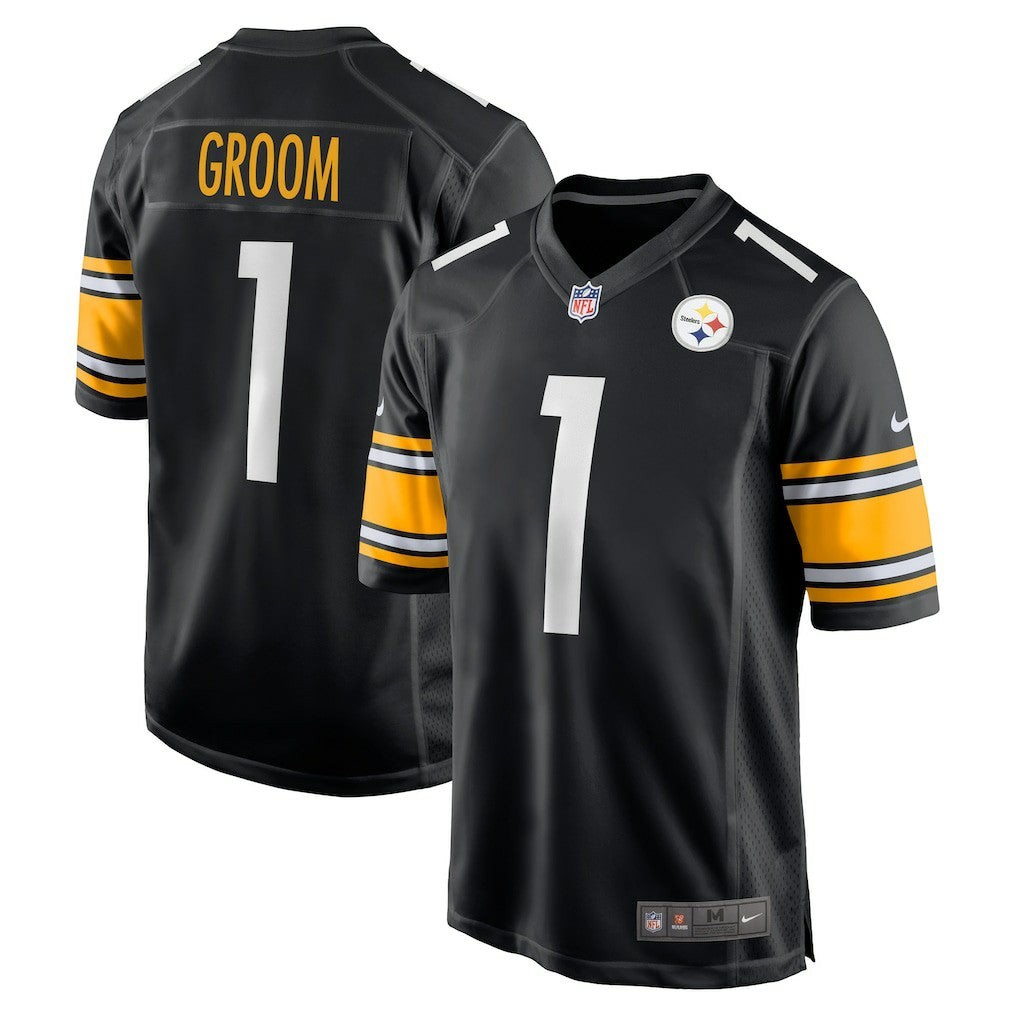 Number 1 Groom Pittsburgh Steelers Game Jersey - Black Jerseys
