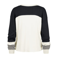 Dallas Cowboys '47 Women's Double Header Curve Raglan Long Sleeve Crop Top - Cream Tops