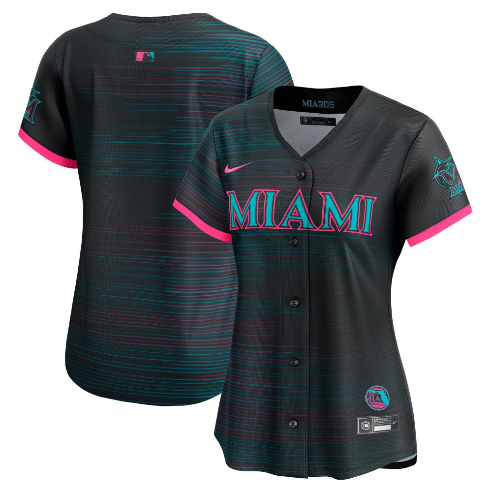 Miami Marlins Nike Women's 2025 City Connect Limited Jersey - Black Jerseys