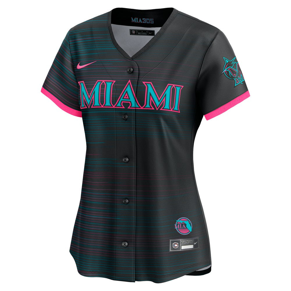 Miami Marlins Nike Women's 2025 City Connect Limited Jersey - Black Jerseys