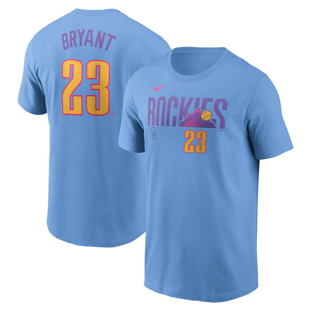 Kris Bryant Colorado Rockies Nike 2025 City Connect Fuse Name & Number T-Shirt - Light Blue T-shirts