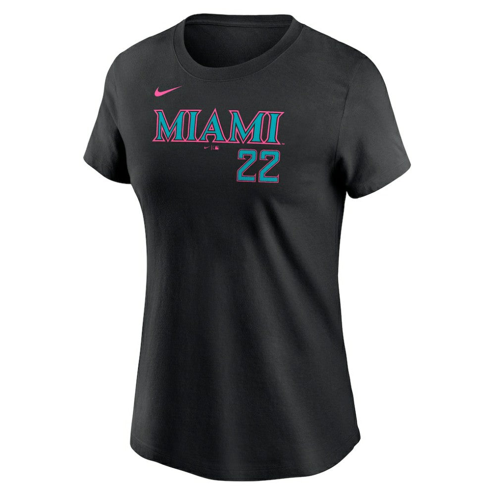Sandy Alcantara Miami Marlins Nike Women's 2025 City Connect Fuse Name & Number T-Shirt - Black T-shirts