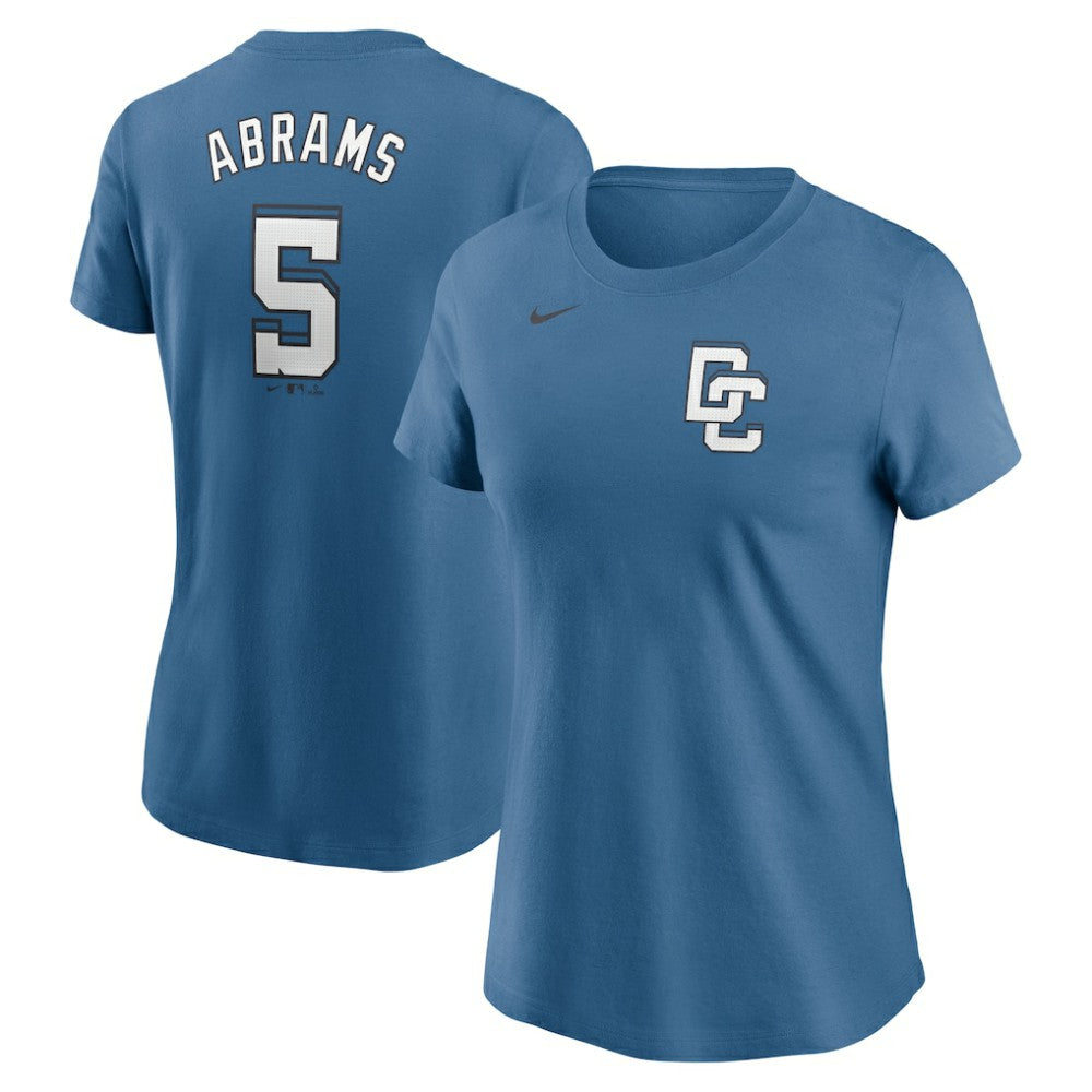 CJ Abrams Washington Nationals Nike Women's 2025 City Connect Fuse Name & Number T-Shirt - Blue T-shirts