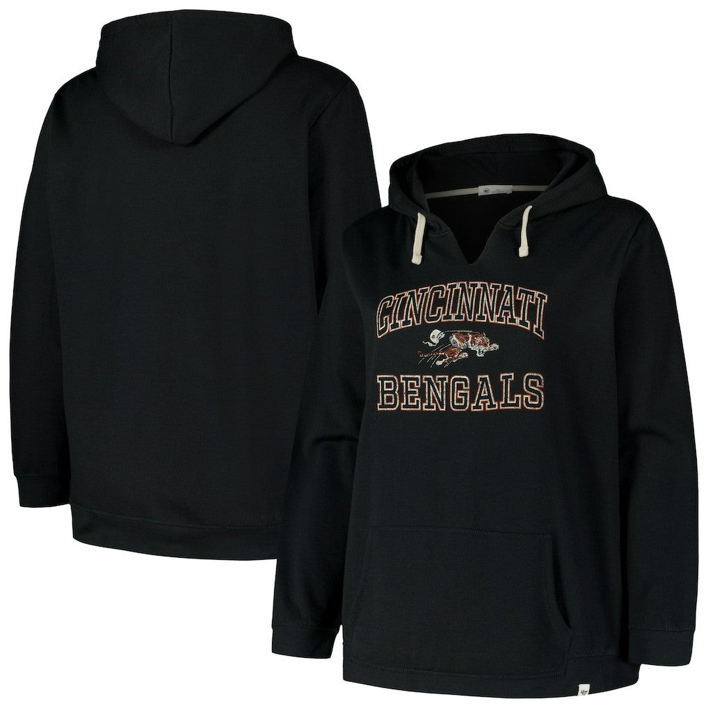 Cincinnati Bengals '47 Women's Plus Size Clarity Kennedy Pullover Hoodie - Black Hoodies