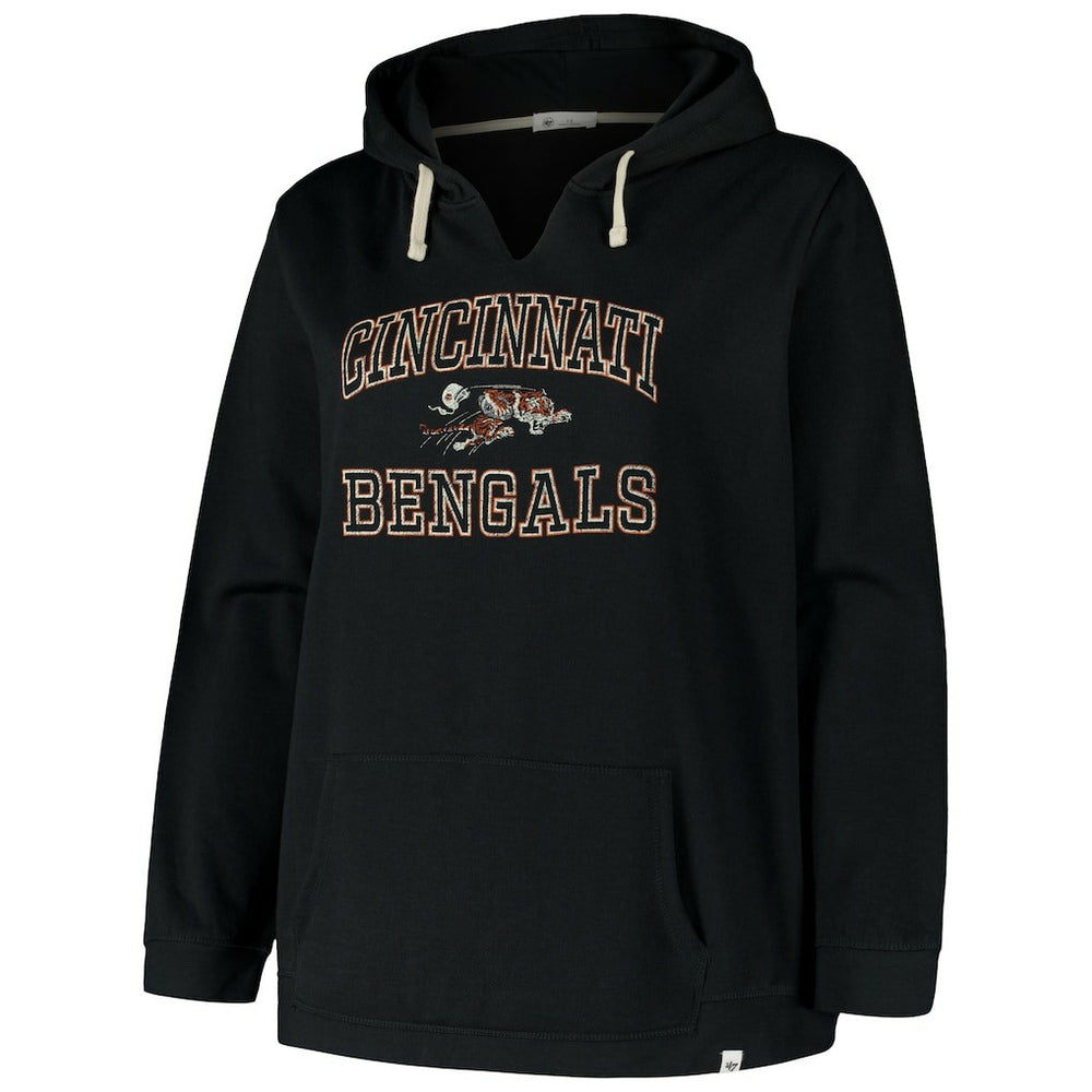Cincinnati Bengals '47 Women's Plus Size Clarity Kennedy Pullover Hoodie - Black Hoodies