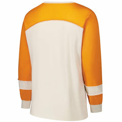 Miami Dolphins '47 Women's Plus Size Double Header Curve Toni Long Sleeve T-Shirt - Cream/Orange T-shirts