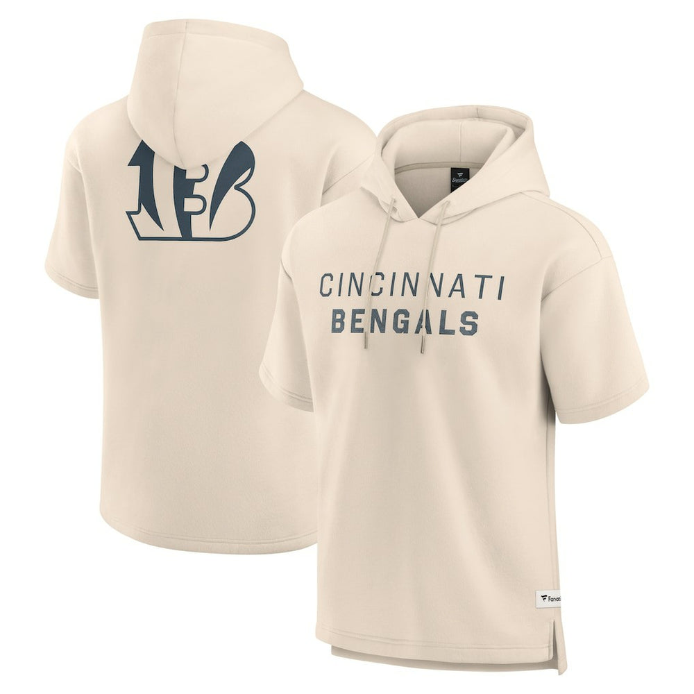Cincinnati Bengals Elements Future Ground Lettering Short Sleeve Pullover Hoodie - Cream Hoodies