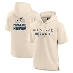 Cleveland Browns Elements Future Ground Lettering Short Sleeve Pullover Hoodie - Cream Hoodies