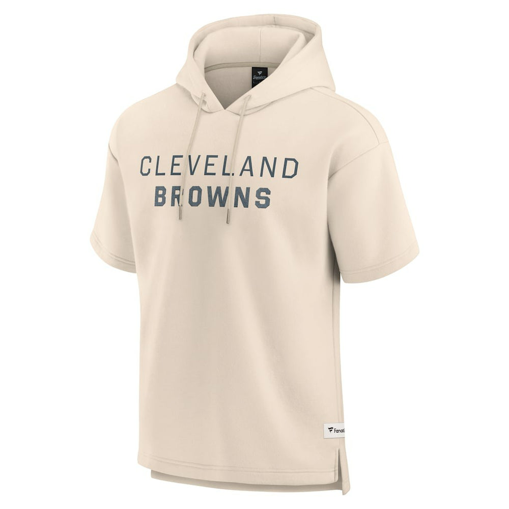 Cleveland Browns Elements Future Ground Lettering Short Sleeve Pullover Hoodie - Cream Hoodies