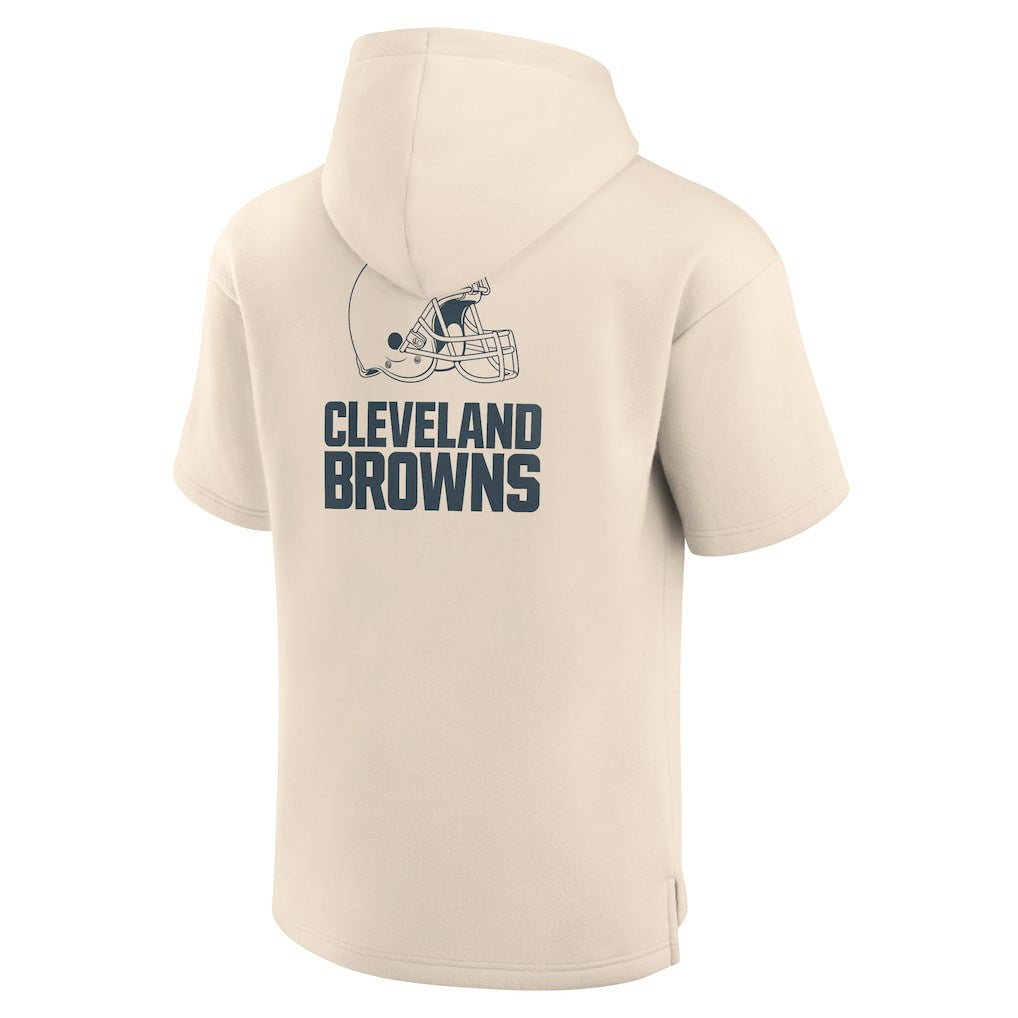 Cleveland Browns Elements Future Ground Lettering Short Sleeve Pullover Hoodie - Cream Hoodies