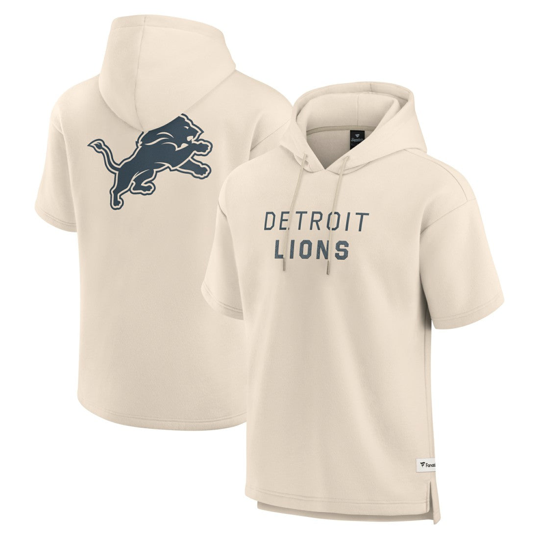 Detroit Lions Elements Future Ground Lettering Short Sleeve Pullover Hoodie - Cream Hoodies