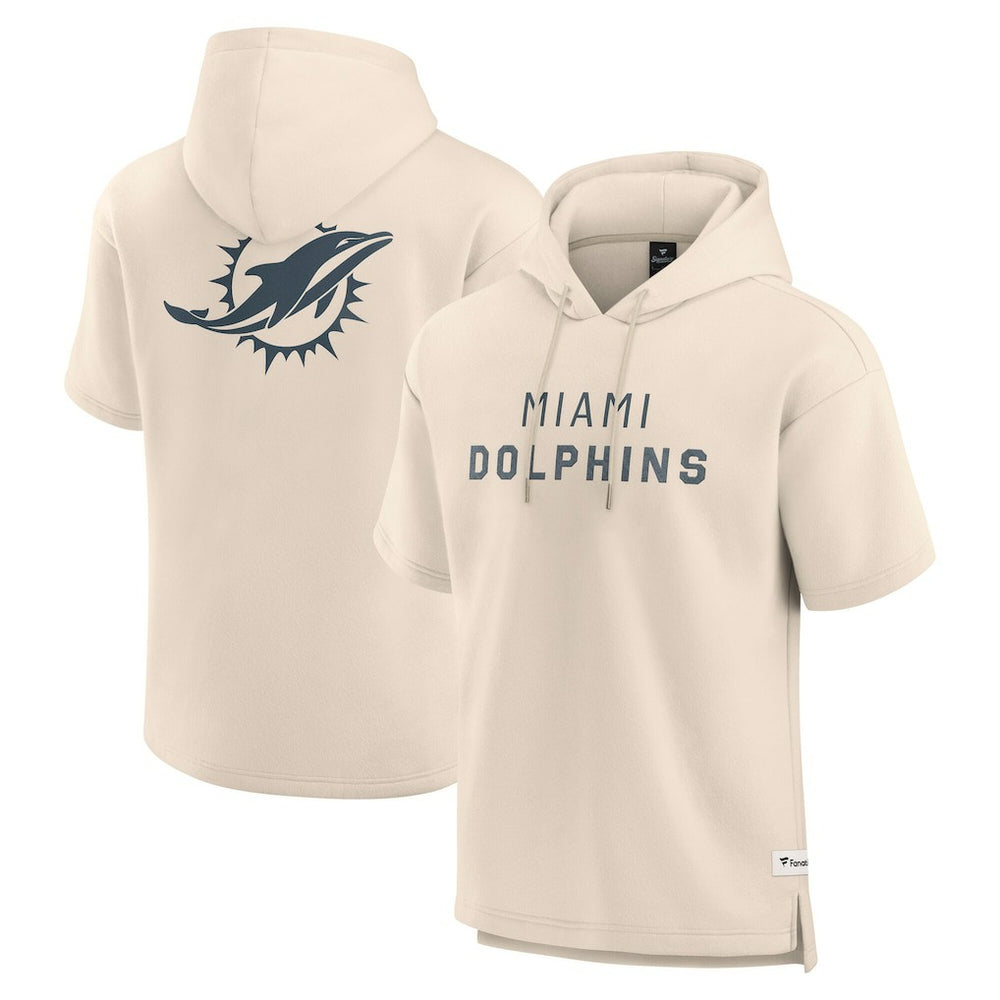 Miami Dolphins Elements Future Ground Lettering Short Sleeve Pullover Hoodie - Cream Hoodies