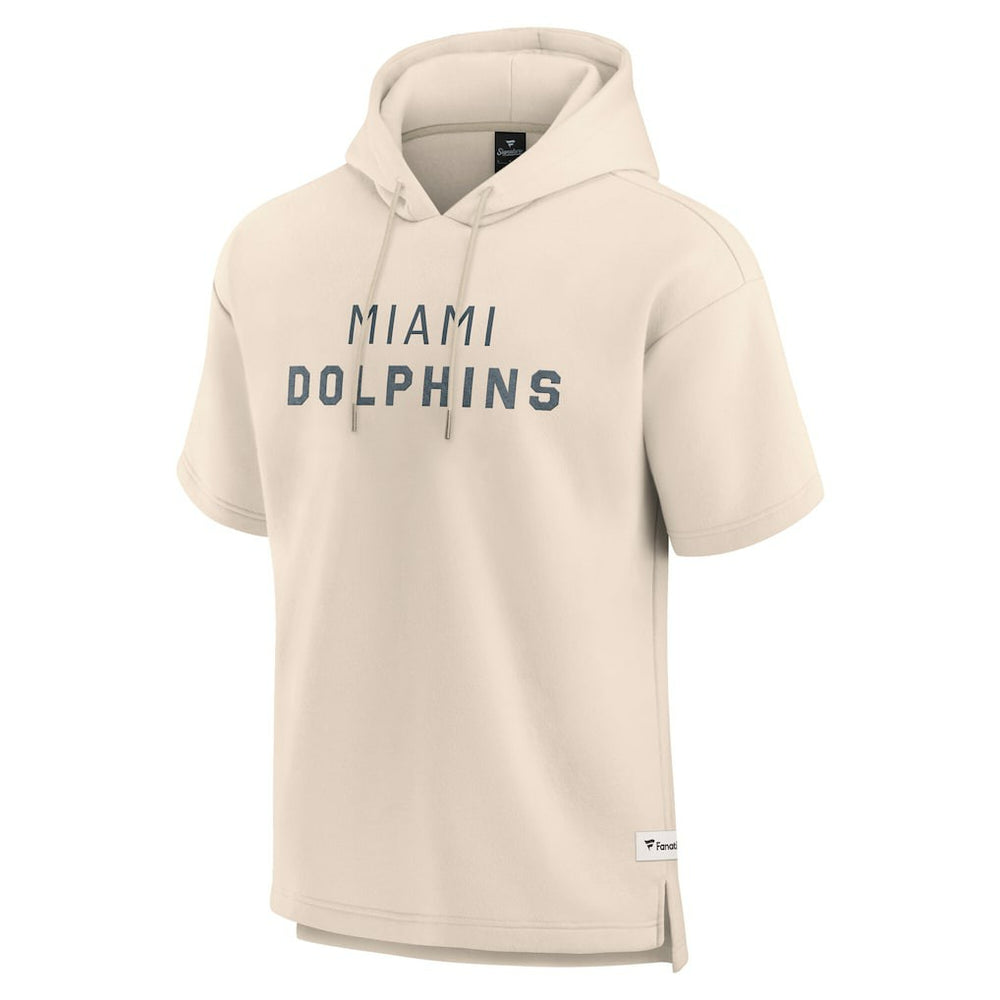 Miami Dolphins Elements Future Ground Lettering Short Sleeve Pullover Hoodie - Cream Hoodies