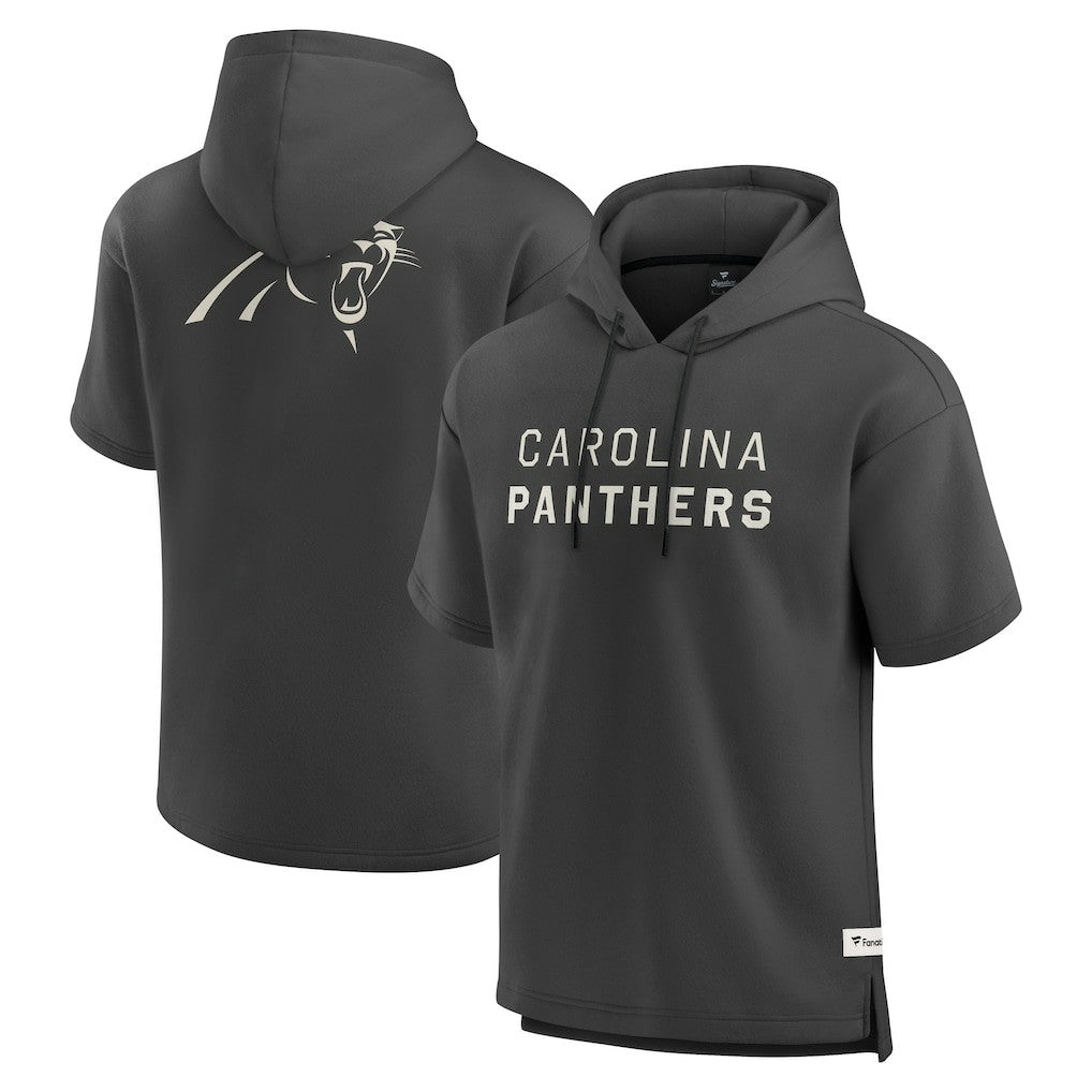 Carolina Panthers Elements Future Ground Lettering Short Sleeve Pullover Hoodie - Charcoal Hoodies