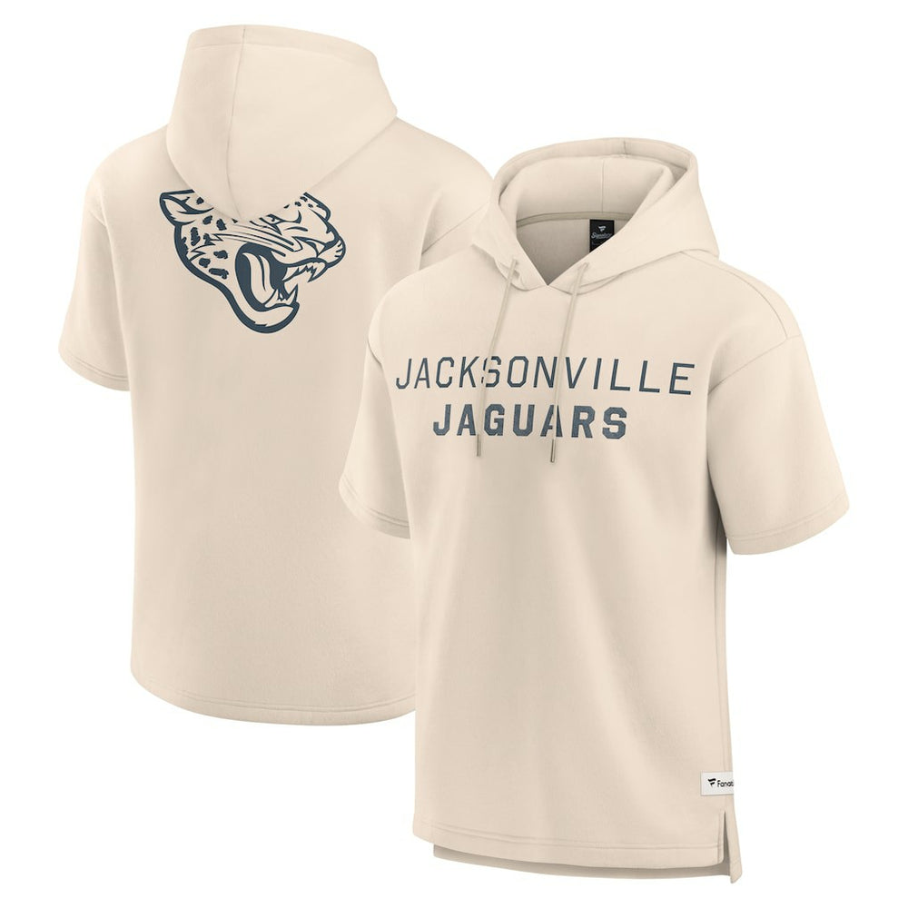Jacksonville Jaguars Elements Future Ground Lettering Short Sleeve Pullover Hoodie - Cream Hoodies