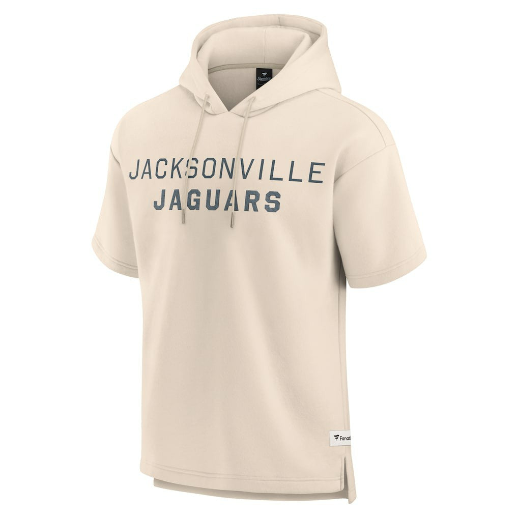 Jacksonville Jaguars Elements Future Ground Lettering Short Sleeve Pullover Hoodie - Cream Hoodies
