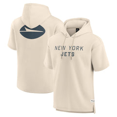 New York Jets Elements Future Ground Lettering Short Sleeve Pullover Hoodie - Cream Hoodies
