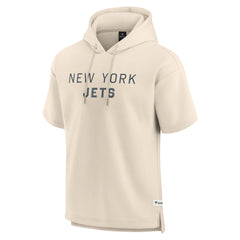 New York Jets Elements Future Ground Lettering Short Sleeve Pullover Hoodie - Cream Hoodies