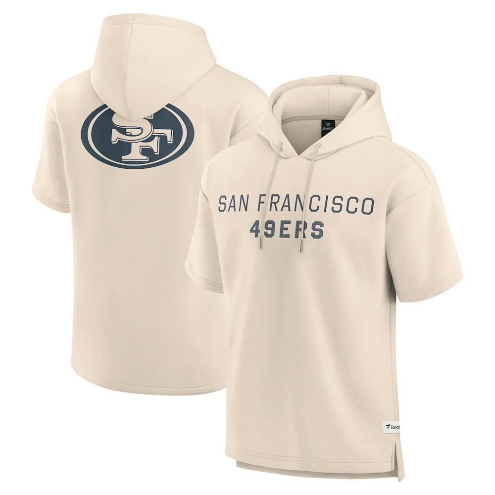 San Francisco 49ers Elements Future Ground Lettering Short Sleeve Pullover Hoodie - Cream Hoodies