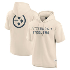 Pittsburgh Steelers Elements Future Ground Lettering Short Sleeve Pullover Hoodie - Cream Hoodies