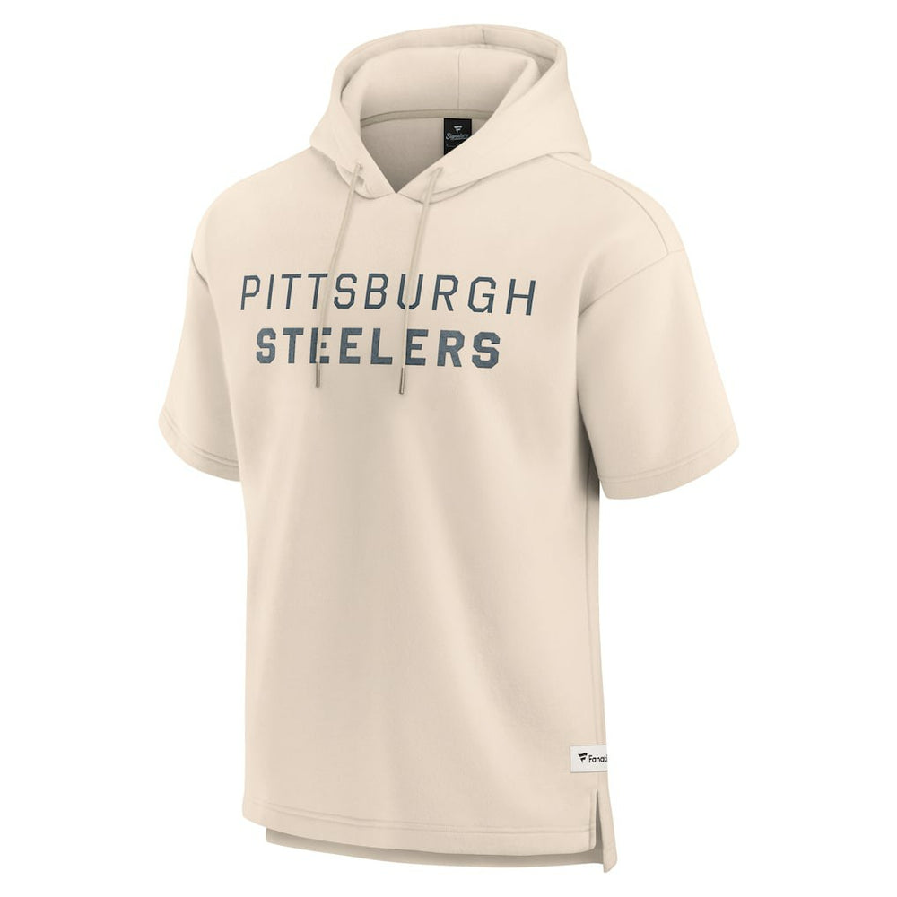 Pittsburgh Steelers Elements Future Ground Lettering Short Sleeve Pullover Hoodie - Cream Hoodies