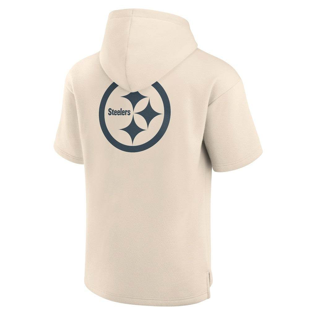 Pittsburgh Steelers Elements Future Ground Lettering Short Sleeve Pullover Hoodie - Cream Hoodies