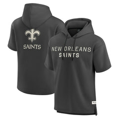 New Orleans Saints Elements Future Ground Lettering Short Sleeve Pullover Hoodie - Charcoal Hoodies