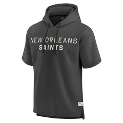 New Orleans Saints Elements Future Ground Lettering Short Sleeve Pullover Hoodie - Charcoal Hoodies