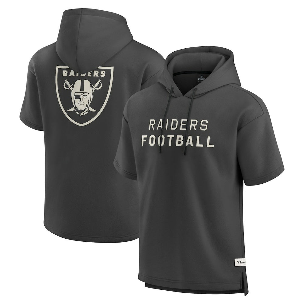 Las Vegas Raiders Elements Future Ground Lettering Short Sleeve Pullover Hoodie - Charcoal Hoodies