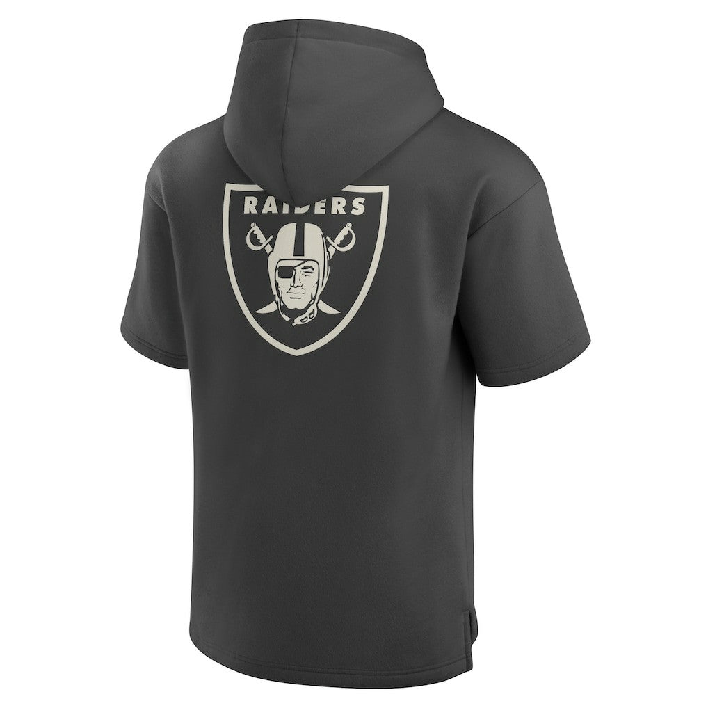Las Vegas Raiders Elements Future Ground Lettering Short Sleeve Pullover Hoodie - Charcoal Hoodies