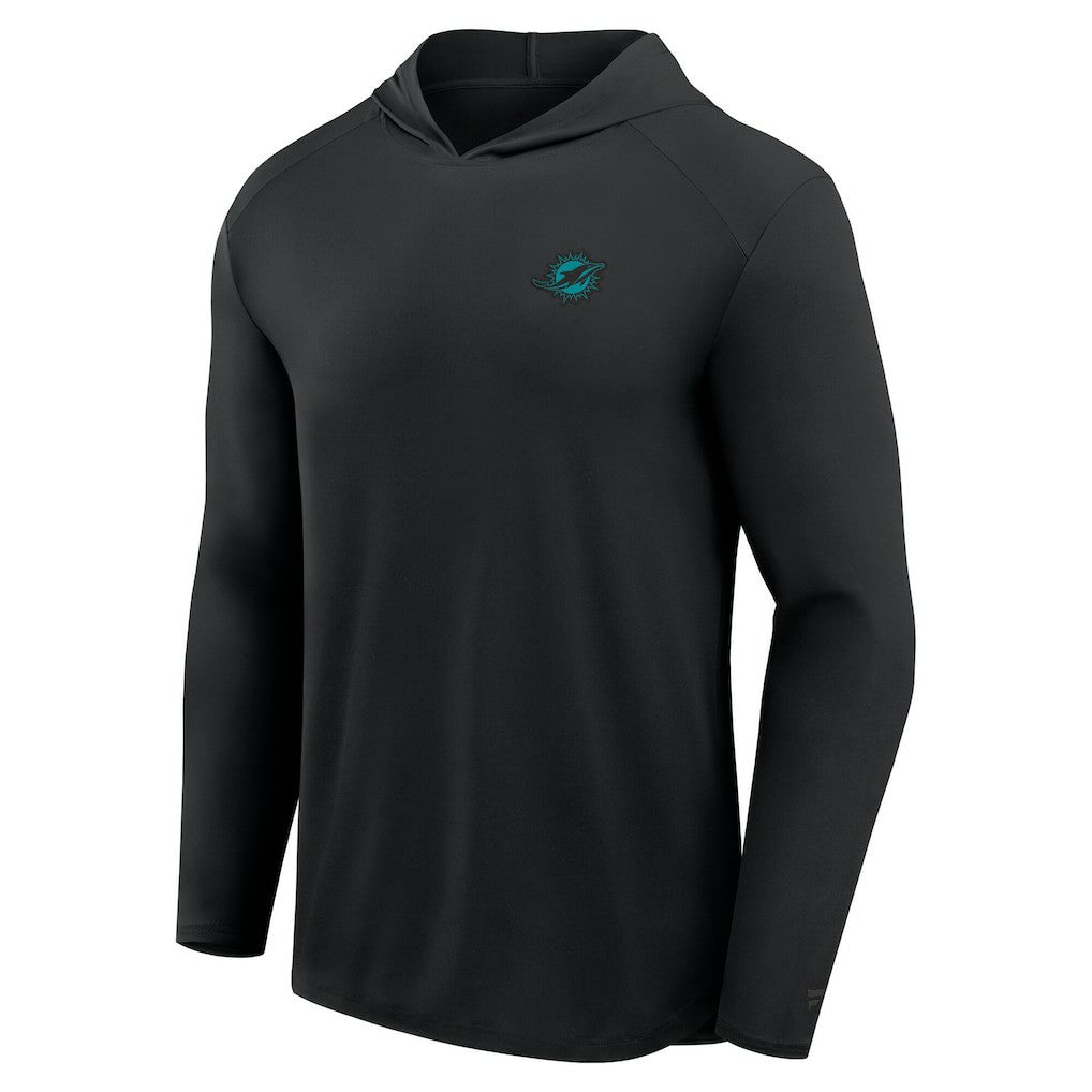 Miami Dolphins Front Office Power Mono Long Sleeve Hoodie T-Shirt - Black Hoodies